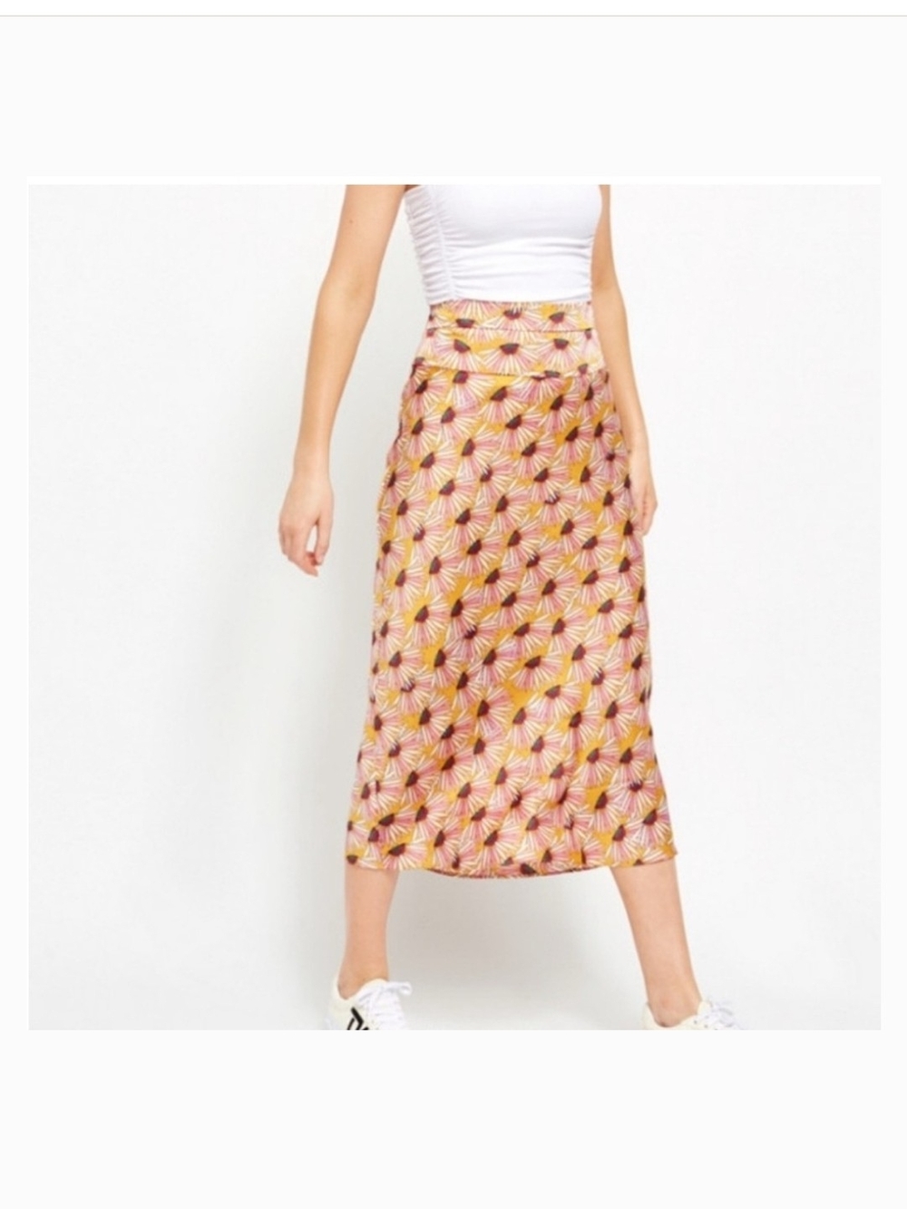Vintage Free People Satin Silk Midi Skirt